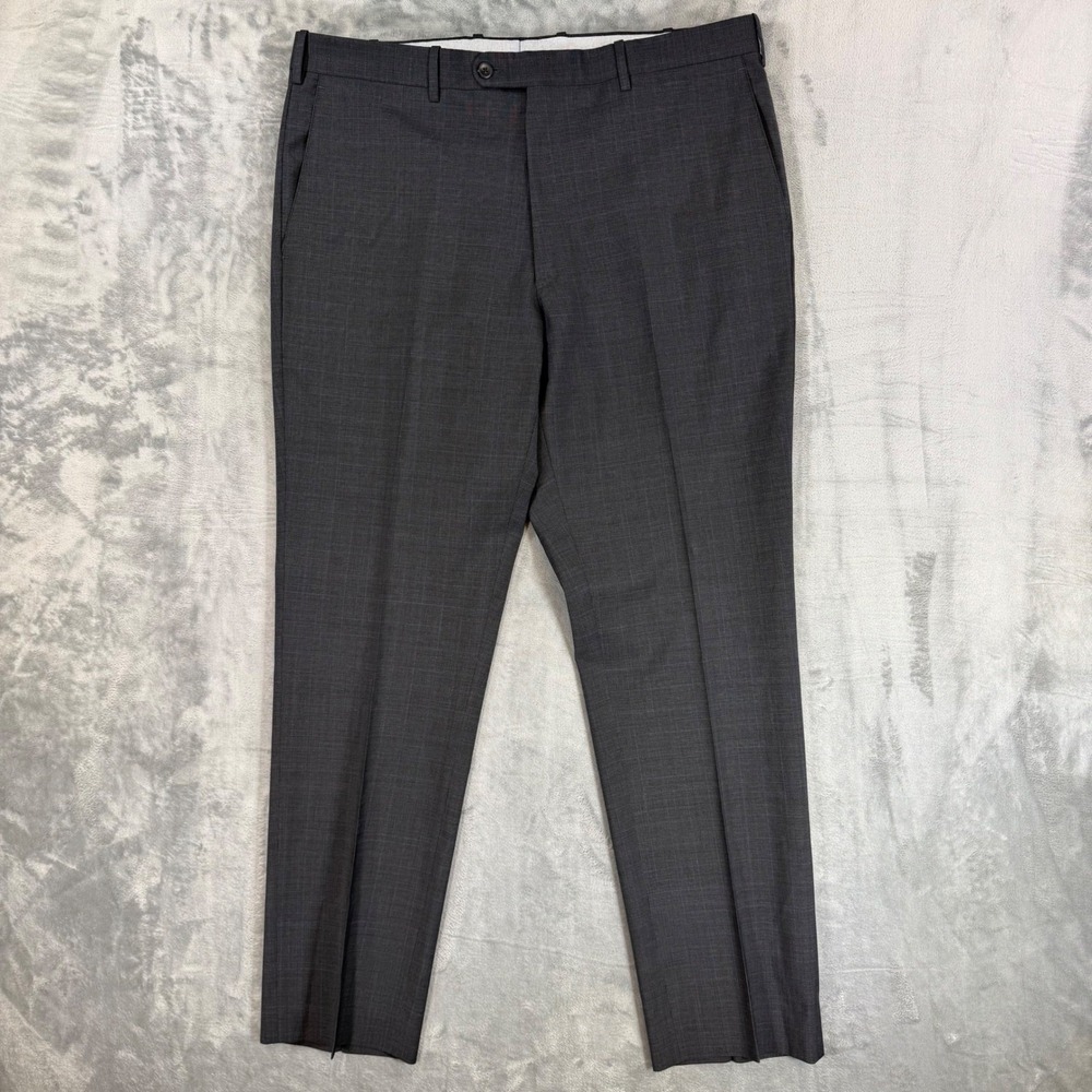 JB Britches Torino Dress Pants Men's Size 38R Charcoal Gray Wool Glen Plaid
